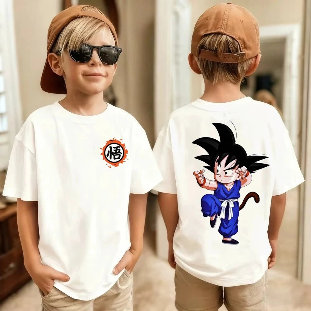 Anime Dragon Ball Cosplay T-Shirt Cotton Short Sleeve Tops Casual Loose Retro T-Shirt Men Women Family Matching Summer Outfits