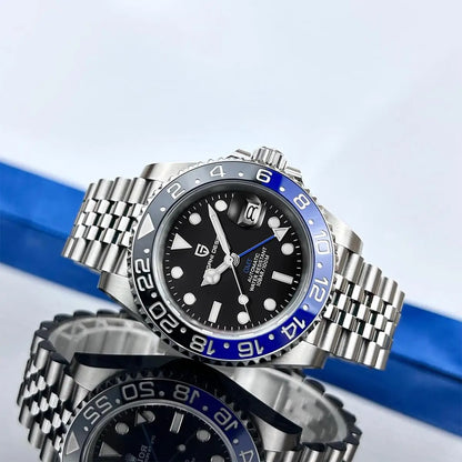 Relógio PAGANI DESIGN 40MM GMT para Homem, Luxo, Safira AR, Mecânico, Luneta em Cerâmica, Automático, 100M à Prova de Água, Relógio para Oferta