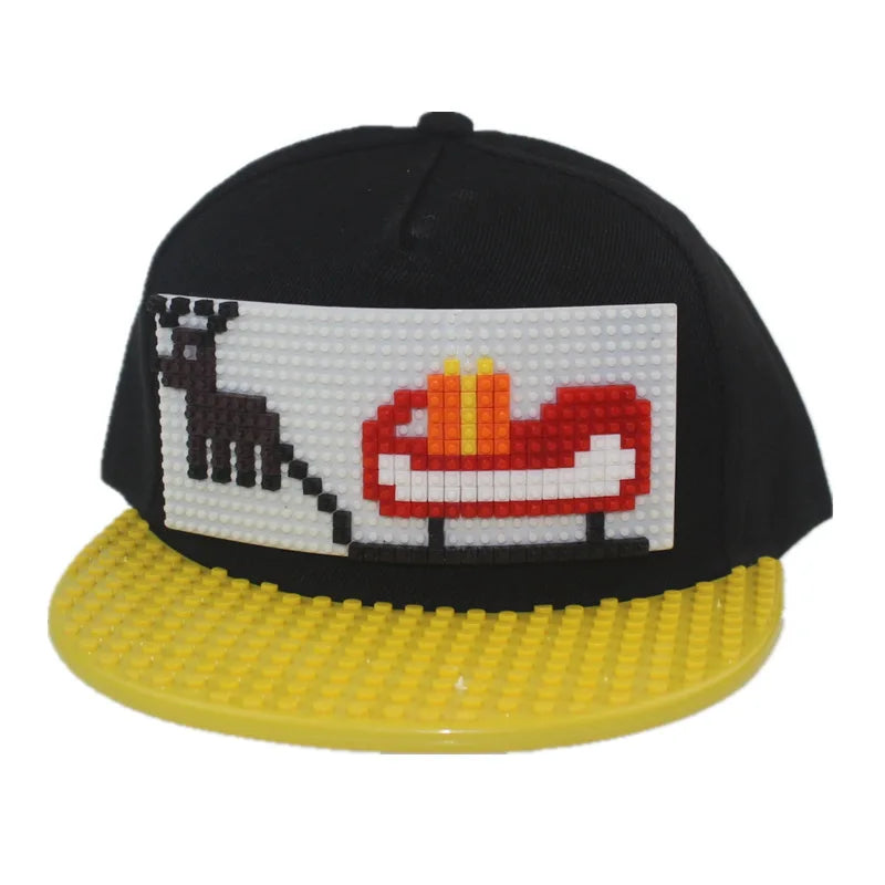 Cartoon Patchwork Baseball Caps DIY Blocks Snapback Hats Hip Hop Hat for Men Women Detachable Pixels Dad Hats Cap Kids Adults
