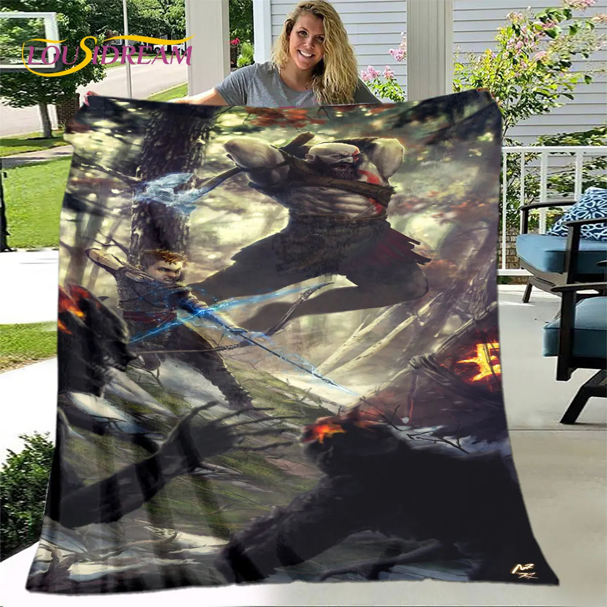 Game God of War Gamers Soft Plush Blanket,Flannel Blanket Throw Blanket for Living Room Bedroom Bed Sofa Picnic Cover Bettdecke