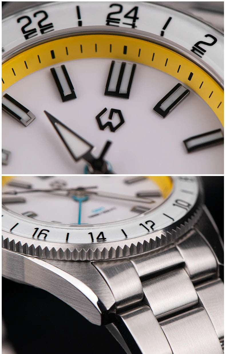 WSD9025 New Men's Automatic Watch Quartz Swiss Movement BGW9 Luminous Bezel 4-Pin GMT 150 Meters Waterproof Diving