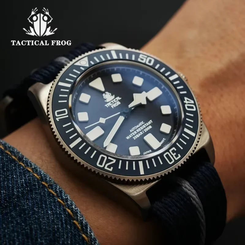 Relógio Mecânico Tactical Frog FXD V4, Movimento Automático NH35, Titânio, para Homem, 200m à Prova de Água, Safira, Luminoso, 42mm