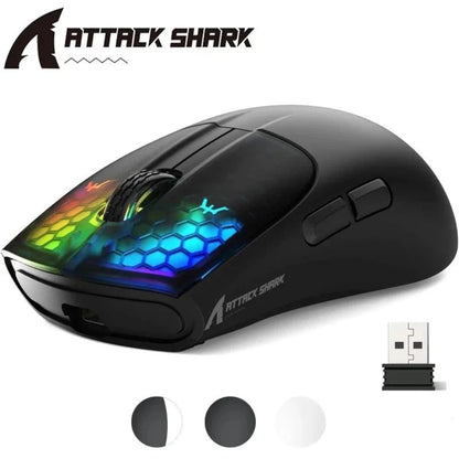 ATTACK SHARK X5 kabellose Gaming-Maus, leicht, Tri-Mode-Verbindung 2.4GHz/kabelgebunden/Bluetooth, RGB-Makro-Maus