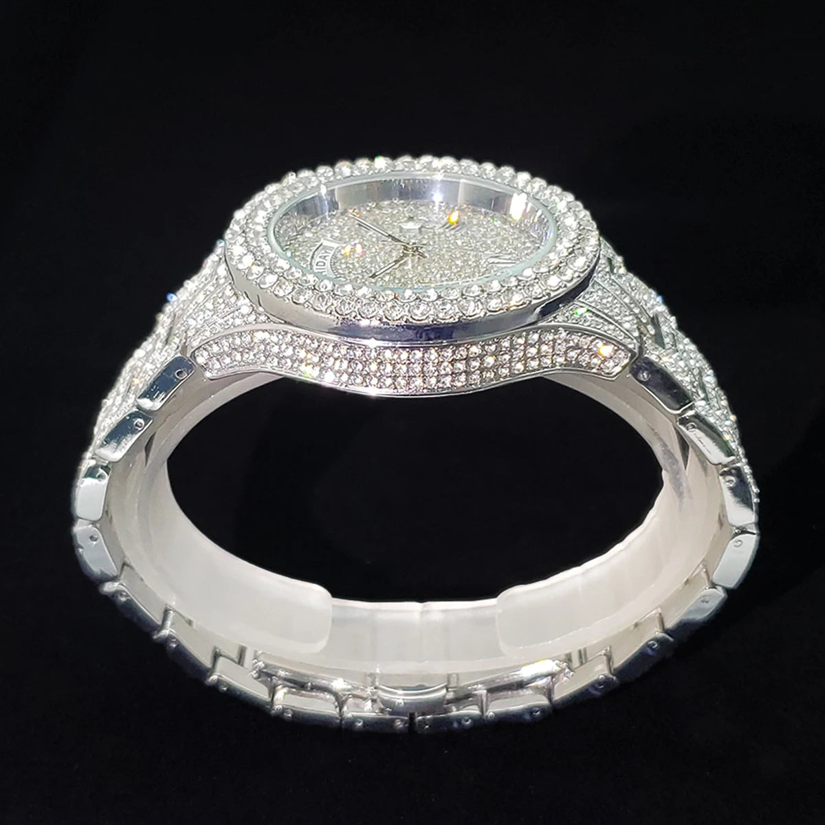 Men's Gold Quartz Watches Calendar Week Display Diamond Watch For Man Dropshipping