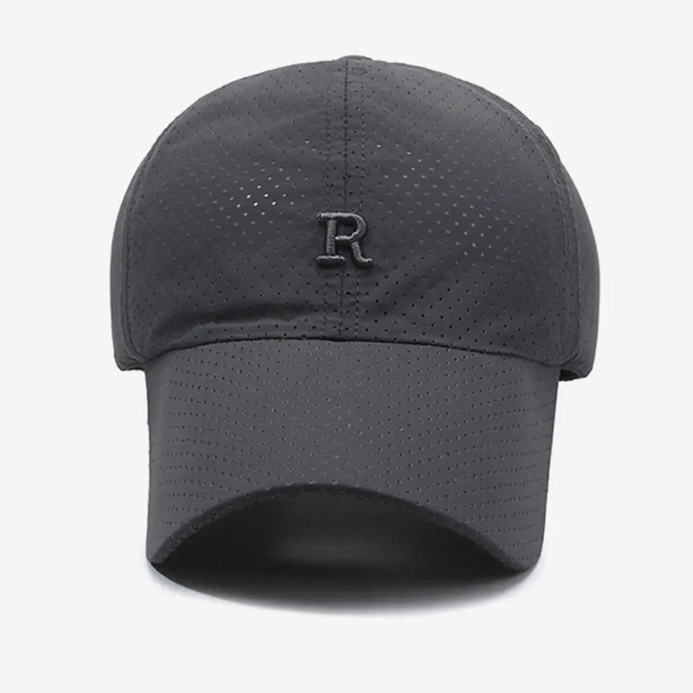 Breathable Perforated Quick-Drying Hat Sun Protection Adjustable Summer Sun Hat Letter R Embroidery Fishing Cycling Hat