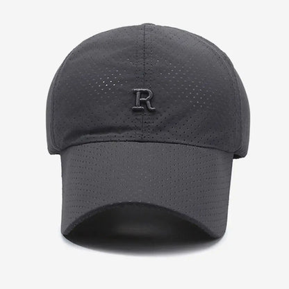 Breathable Perforated Quick-Drying Hat Sun Protection Adjustable Summer Sun Hat Letter R Embroidery Fishing Cycling Hat