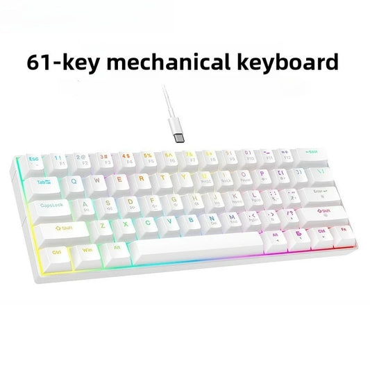 60% mechanical keyboard 61 key wired luminous gaming keyboards Gamer keyboard for computer PC ergonomic black white key board