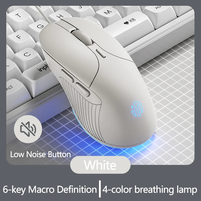 Mouse cablato USB INPHIC B1 silenzioso da ufficio e gaming per PC e laptop