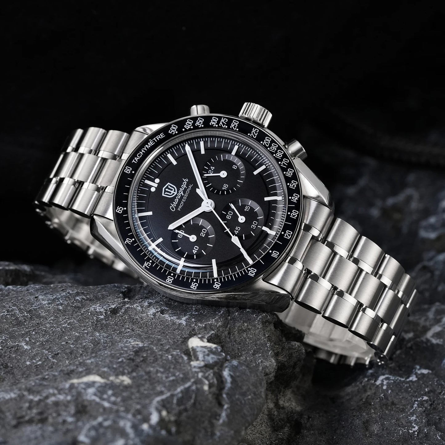 Watchdives WD1863 39mm VK63 Chronograph Watch, OTF Clasp, Sweep Quartz Movement, Sapphire, Luminous, 100m Waterproof