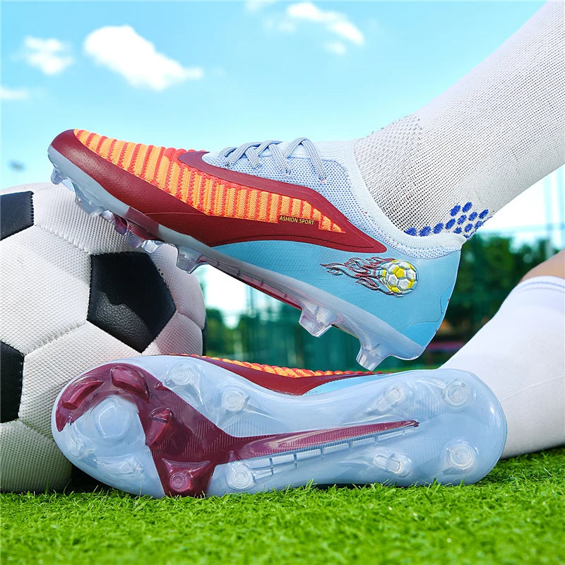 Nouvelles chaussures de football pour hommes, chaussures de sport d'extérieur, chaussures de football pour garçons, respirantes, confortables, crampons longs, chaussures d'entraînement pour adultes, antidérapantes