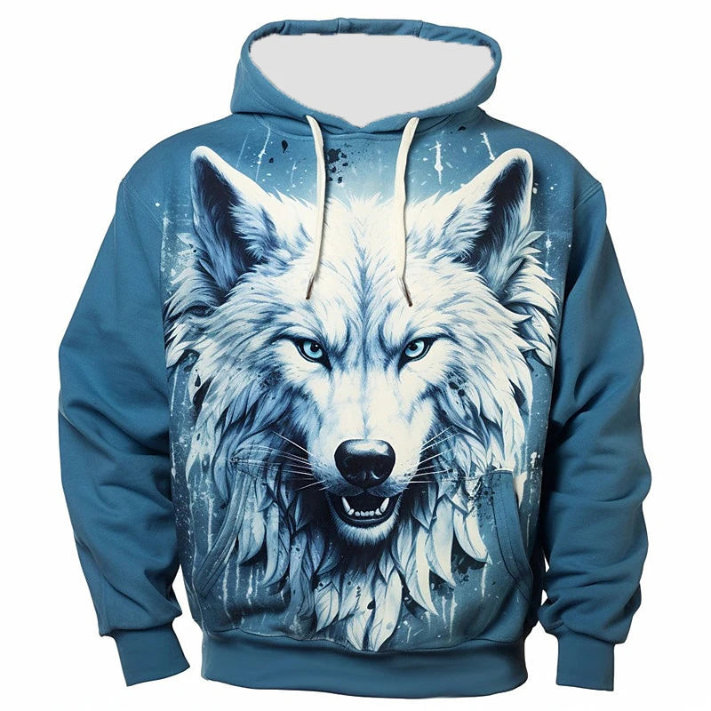 Felpe con cappuccio 3D Print Animal Wolf da uomo e donna, moda autunnale streetwear oversize, pullover Y2K unisex
