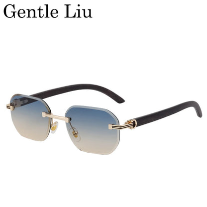 Vintage Square Rimless Sunglasses Men 2026 Luxury Brand Trendy Frameless Punk UV400 Eyewear Anti Blue Light Prescription Glasses
