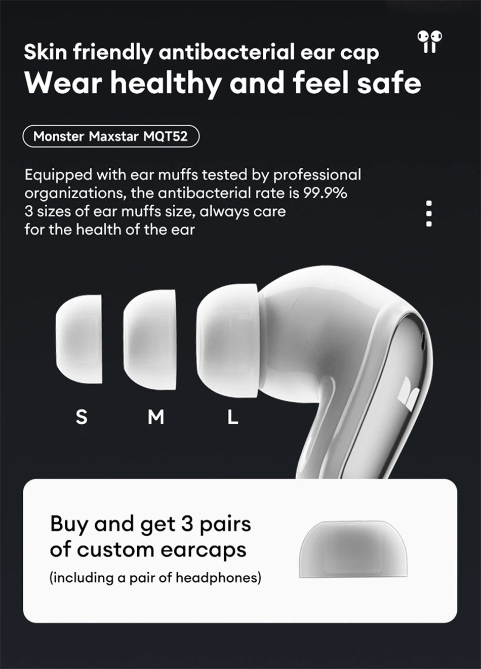 Monster MQT52 kabellose Bluetooth 5.4-Ohrhörer mit langer Akkulaufzeit, Gaming-Kopfhörer im Dual-Modus, Hi-Fi-Stereoklang-Headset mit Mikrofon