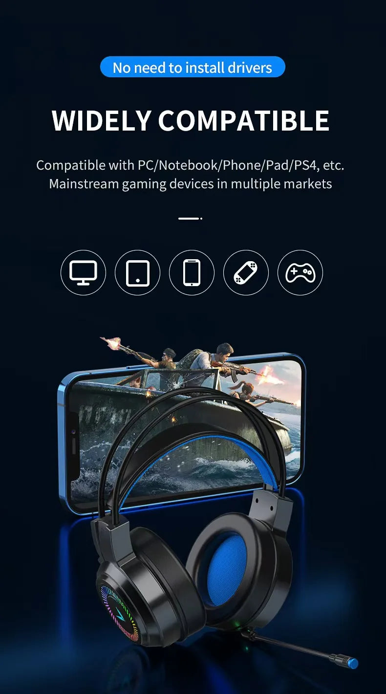 G58 Gaming Headset Wired 7.1 Channel PUBG Headset for Computer Laptop