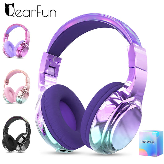 Gradient Kids Bluetooth Headphones Over Ear Girls Wireless Headphones With Mic Foldable Lightweight Headset For School Travel