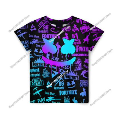 T-shirt 3D natalizia Fortnite, maglietta Battle Royale streetwear per bambini, Victory Game, uomo e donna, T-shirt Harajuku per adolescenti