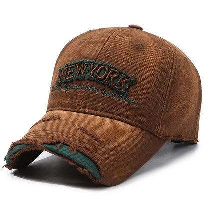 Vintage Old Hole Embroidery Letters Cowboy Baseball Cotton Soft Top Men's and Women's Spring and Summer Casual 56-60cm Sun Hat