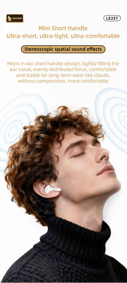  Lenovo LE257 TWS Wireless Bluetooth 6.0 Headphones HiFi Sound ENC Call Noise Reduction Earphone Gaming Sports Headset With Mic