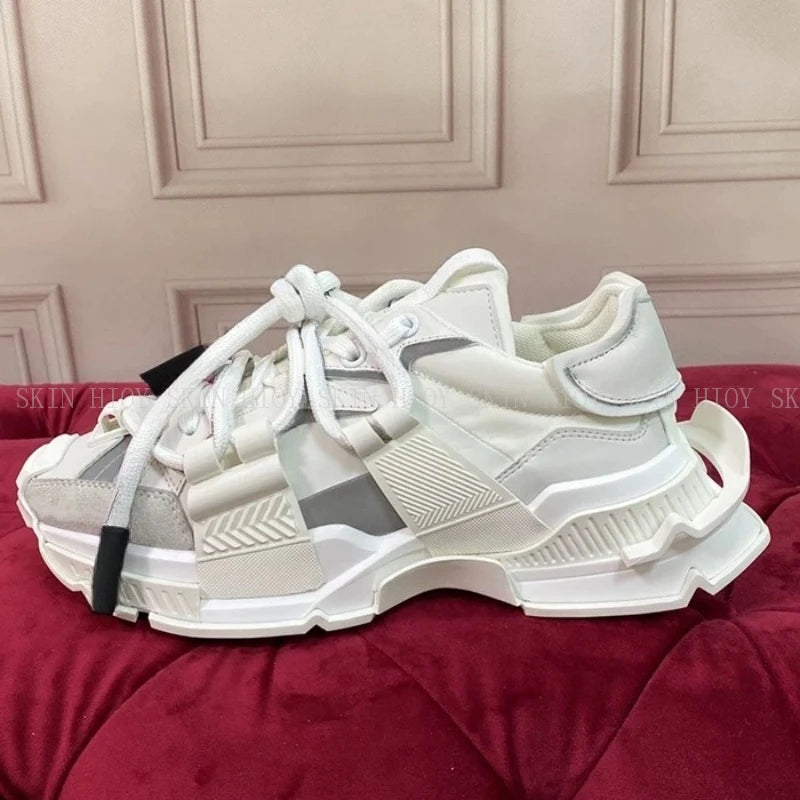 2026 Fashion Women Sneakers Size 35-46 High Quality Platform Sneakers Men Casual Shoes Sports Running Shoes Lace-Up Patchwork