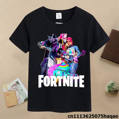 Sommer-Fortnite-Kinder-T-Shirt mit Cartoon-Spielfigur-Print, lässiges Sport-T-Shirt für Jungen, kurzärmelig, Kinderbekleidung