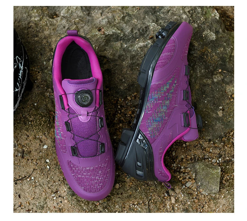 MTB Cycling Shoes for Men and Women T03 Purple Breathable Speed Self-Locking Road Cycling Sports Shoes Outdoor Racing Training Sneakers