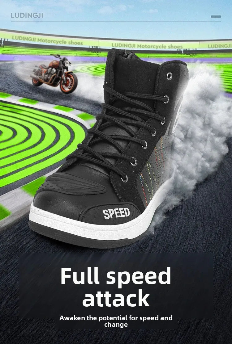 New Men's and Women's Four-Season Universal Safety Protection Motorcycle Riding Boots, Anti-Slip and Anti-Fall Motorcycle Shoes