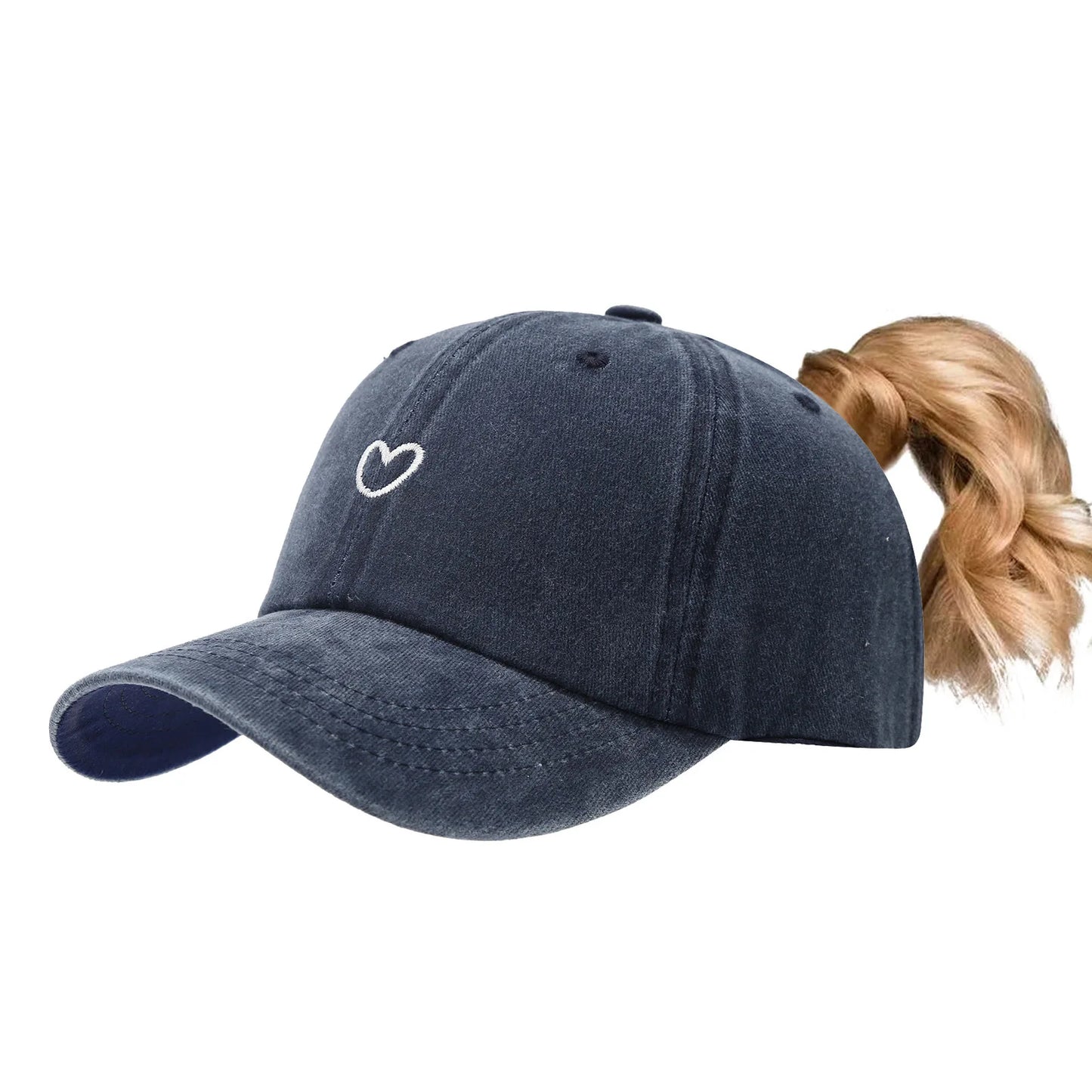 Ponytail Hats for Women - Distressed Hat with Ponytail Hole for Women Baseball Cap