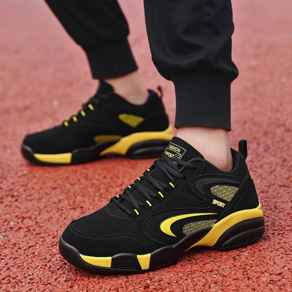 Sneakers da uomo taglie forti con color block di tendenza, comode, antiscivolo, con lacci, scarpe casual resistenti per attività outdoor maschili