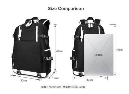 Ultima Knight F-Fortnited Battle Royale Rucksack mit USB-Ladeanschluss, Anime-Figuren und Studienfach für Schreibwaren für Schüler