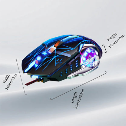 Mouse da gaming cablato USB a 6 pulsanti, retroilluminato, ergonomico, DPI regolabile, ottico, per PC gamer e computer desktop
