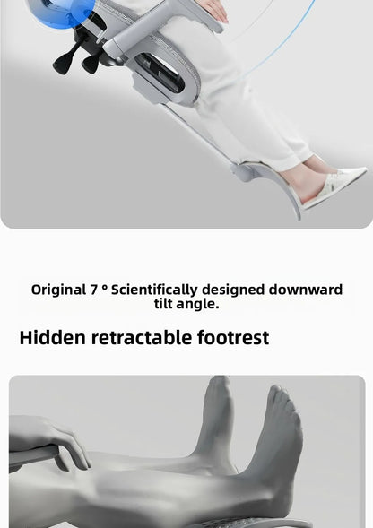 Cadeira de Escritório Ergonómica Ajustável em Malha, Cadeira de Secretária para Computador com Encosto Alto Respirável, Apoio Lombar 6D e Apoio para Pés Retrátil