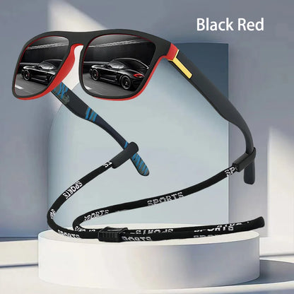 With Chain Fashion Vintage Glittering Material Square Sunglasses Men Women Fishing Driving Classic Brand Designer Sun Glasse