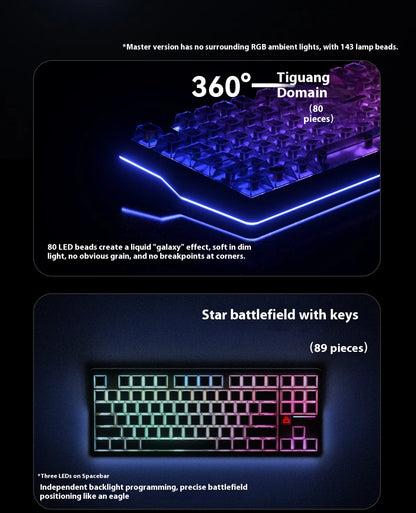 Teclado Mecânico AULA F87 Pro V2, 3 Modos Sem Fios, Bateria de Longa Duração 12000mAh, Hot-Swap, RGB Personalizável, Teclado E-Sports para PC Gaming