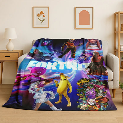 Cartoon-F-Fortnite-Game-Gamer-Flanelldecke – weiche, warme Kuscheldecke für Schlafzimmer, Wohnzimmer, Bett, Reisen, Camping, Picknick und als Geschenk