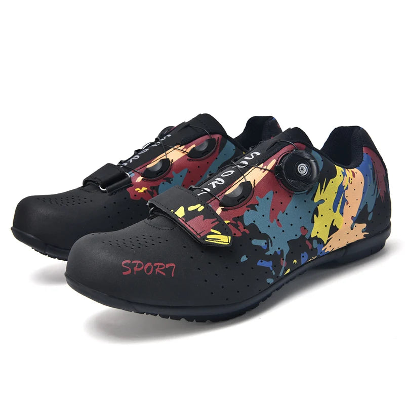 Zapatillas de ciclismo sin cierre para pedales planos, para hombre, zapatillas con calas para bicicleta, MTB, para mujer, transpirables, tipo bota para interior