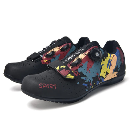 Zapatillas de ciclismo sin cierre para pedales planos, para hombre, zapatillas con calas para bicicleta, MTB, para mujer, transpirables, tipo bota para interior