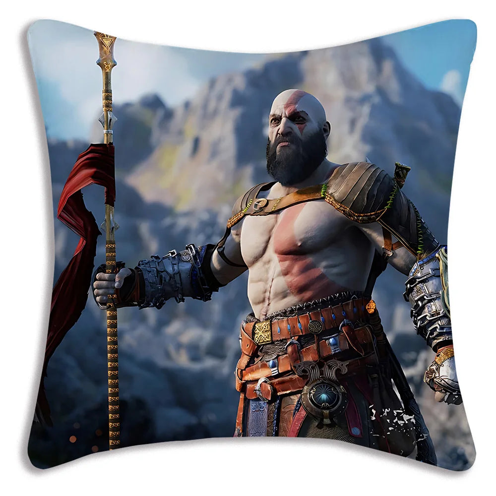 Pillow Covers Cartoon Game G-God of War R-Ragnaroks Sofa Decorative Home Double-sided Printing Short Plush Cute Cushion Cover
