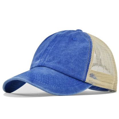 Custom Logo Blank Baseball Cap For Men Summer Breathable Mesh Hat Women Vintage Washed Distressed Trucker Sun Hats