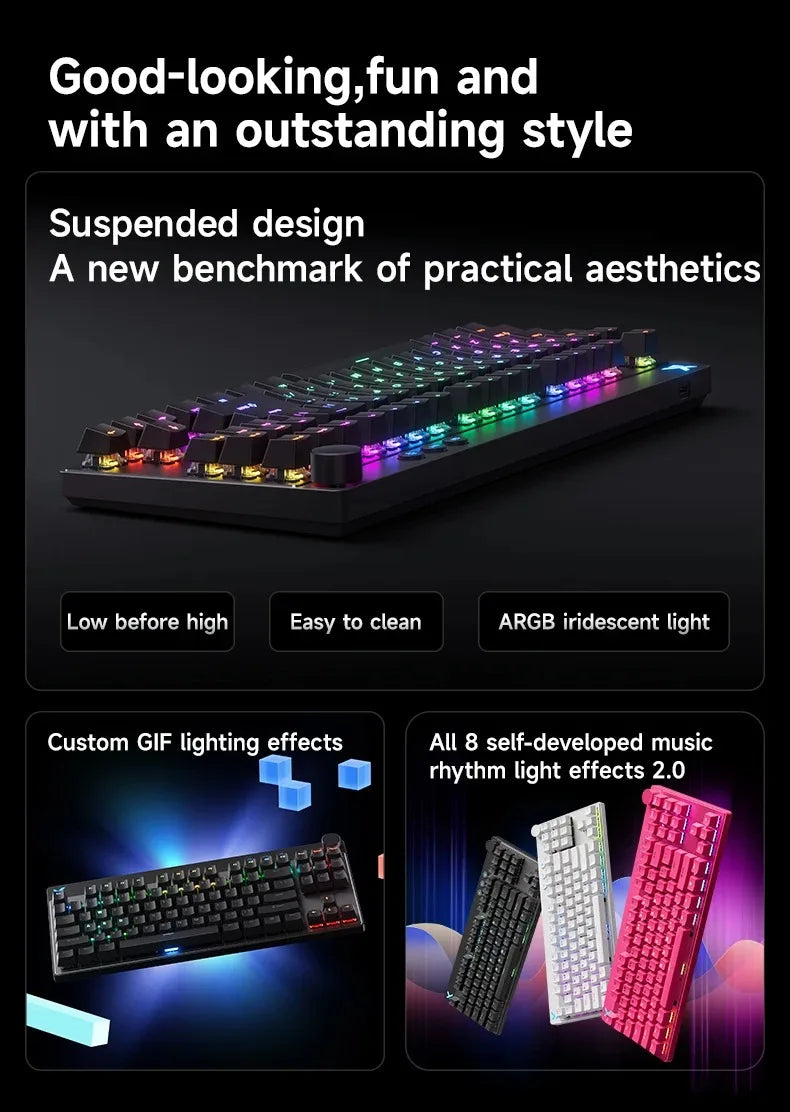 MCHOSE Mix 87 Magnetic Axis Cable E-sports Mechanical Keyboard 8K+256K Esport 0.08ms Customized Game Mount Taishan Axis GT