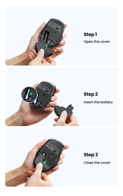 UGREEN kabellose Maus Bluetooth 5.0, ergonomische Maus 4000DPI mit 6 leisen Tasten, für MacBook, Tablet, Laptops, Computer, PC, 2.4G-Maus