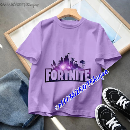 Fortnites Children T-shirts Game Cartoon Printed Figures Fortress Night Tees Game Short Sleeves Tops Summer Boys Girls Clothes