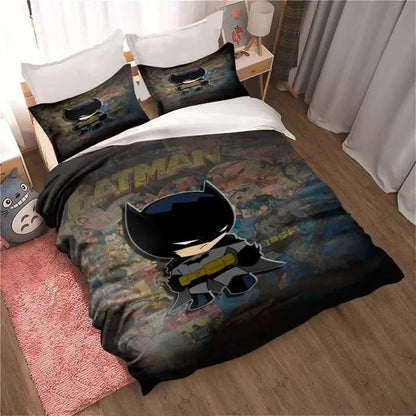 3D-gedrucktes B-Batman-Bettwäsche-Set, Cartoon-Bettbezug und Kissenbezüge, mehrere Größen, Schlafzimmerdeko, Geschenk für Jugendliche und Erwachsene