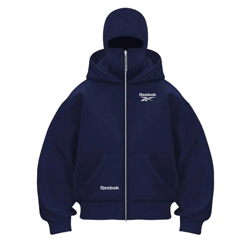 Reebok logo men's new double hood design sweatshirt, gothic style, Harajuku style, new winter warm double hooded sport jacket, m. Produit gaming premium Fraquane, produits de luxe, nouvelle génération, équipement gamer