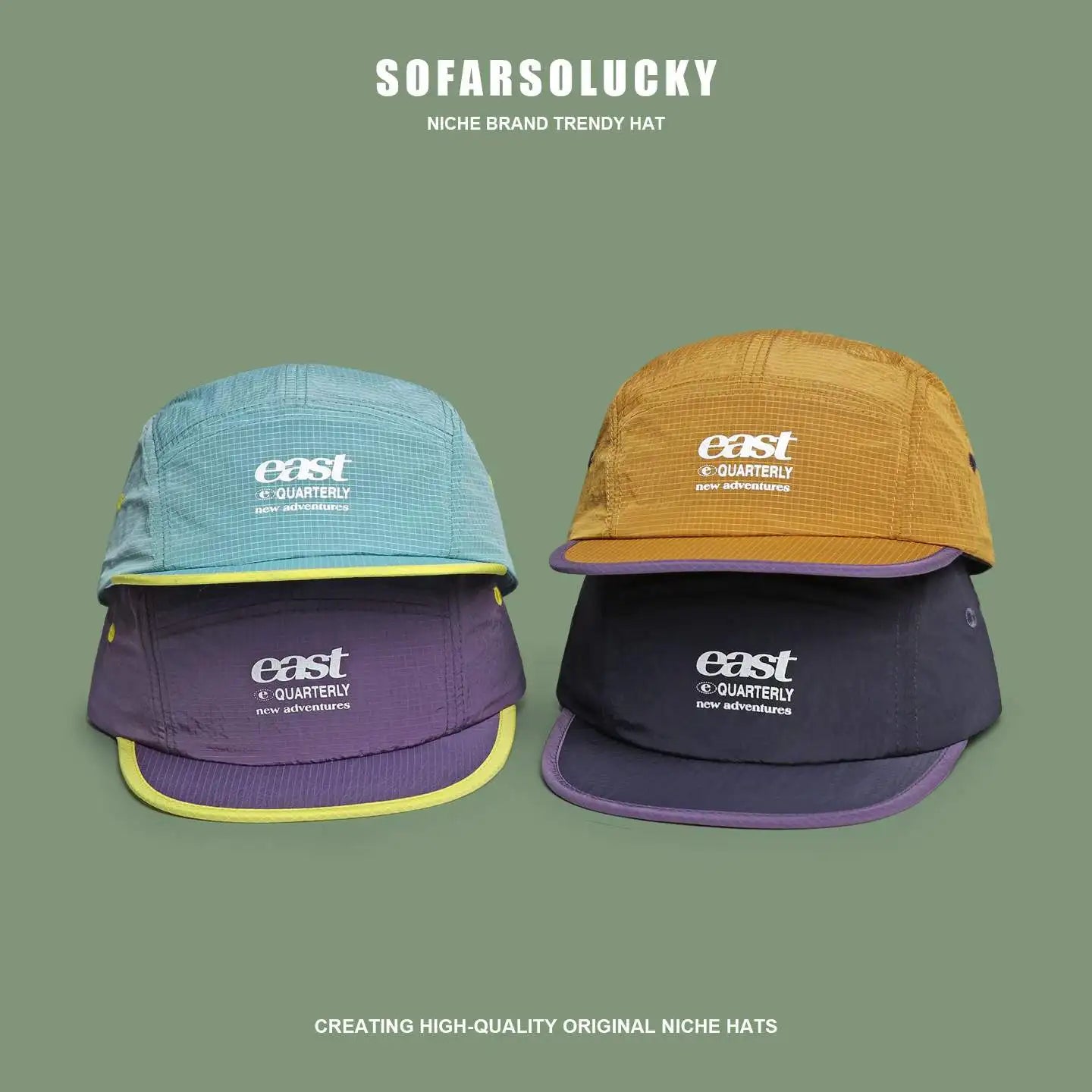 Quick Dry 5 Panel Cap Men Women Lightweight Breathable Camper Hat Outdoor Hiking Running Baseball Caps Contrast Color Flat Brim