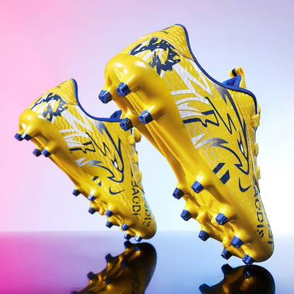 Chaussures de football pour enfants à bouton rotatif, design à double crampon, antichoc, respirantes, pour terrain extérieur et usage quotidien