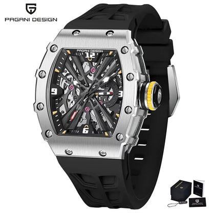 PAGANI DESIGN 42 MM Herren-Skelett-Quarzuhr Japan VH65 Saphirglas Edelstahl 50M wasserdicht Armbanduhren PD1738 Neu