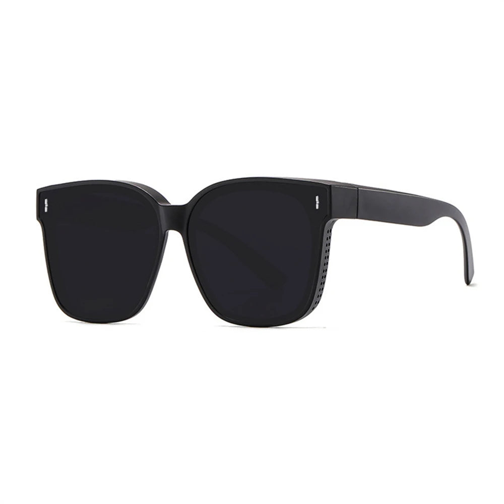 KLASSNUM Transfer Sunglasses Ladies Fit Over Sun Glasses Men Oversize Square Wrap Around Glasses for Prescription Myopia Goggles