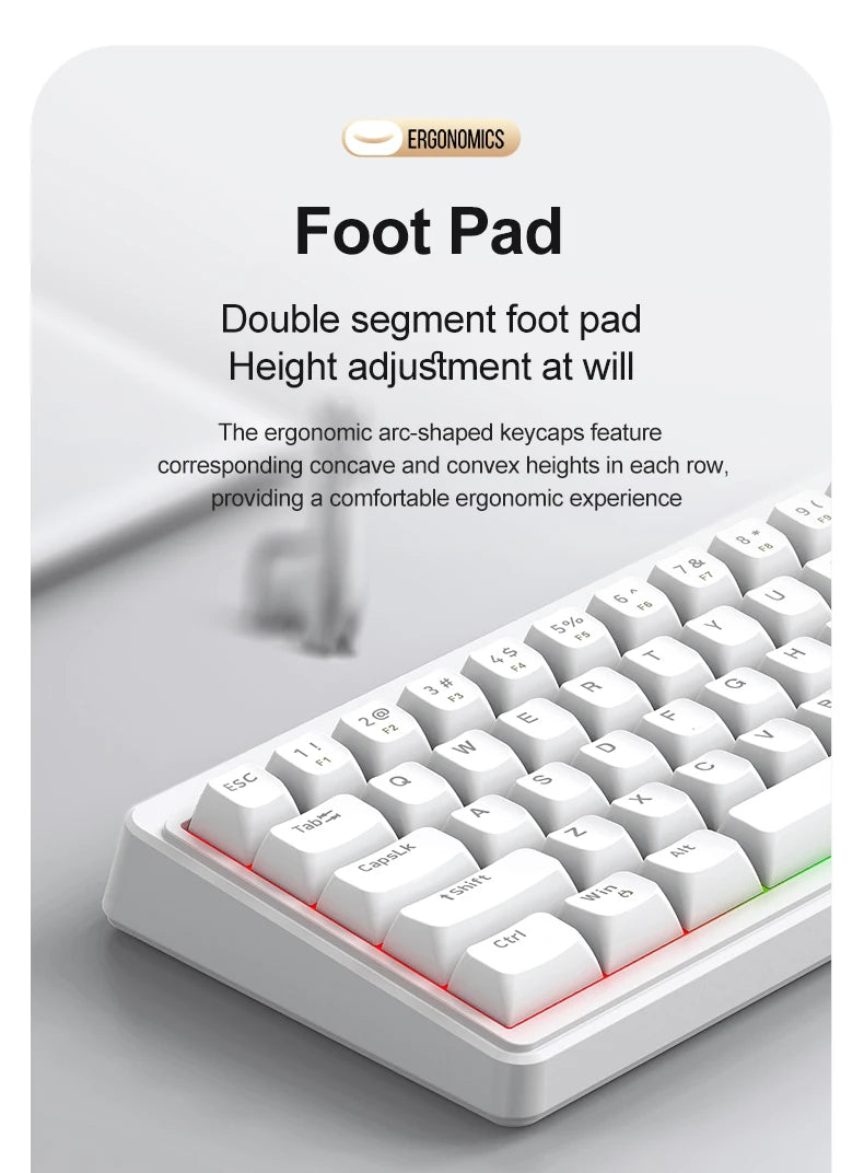 FREEWOLF M68SE Teclado Mini com Fio de 68 Teclas, Retroiluminação RGB, Type-C, Layout 68%, Compacto para Gaming, Escritório, PC e Portátil