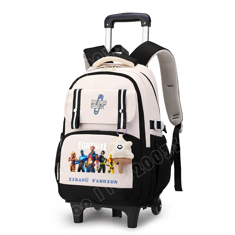Fortnite Schüler-Rollrucksack mit großem Fassungsvermögen, wasserdichtem, leichtem Design, minimalistischer Laptop-Schultasche und lässiger Reisetasche