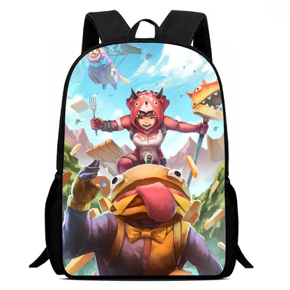 Fortnite Cartoon 15-Zoll leichter Rucksack mit verstellbaren Schultergurten – tägliche Schultasche für Kinder, Jungen und Mädchen, Alter 5-9